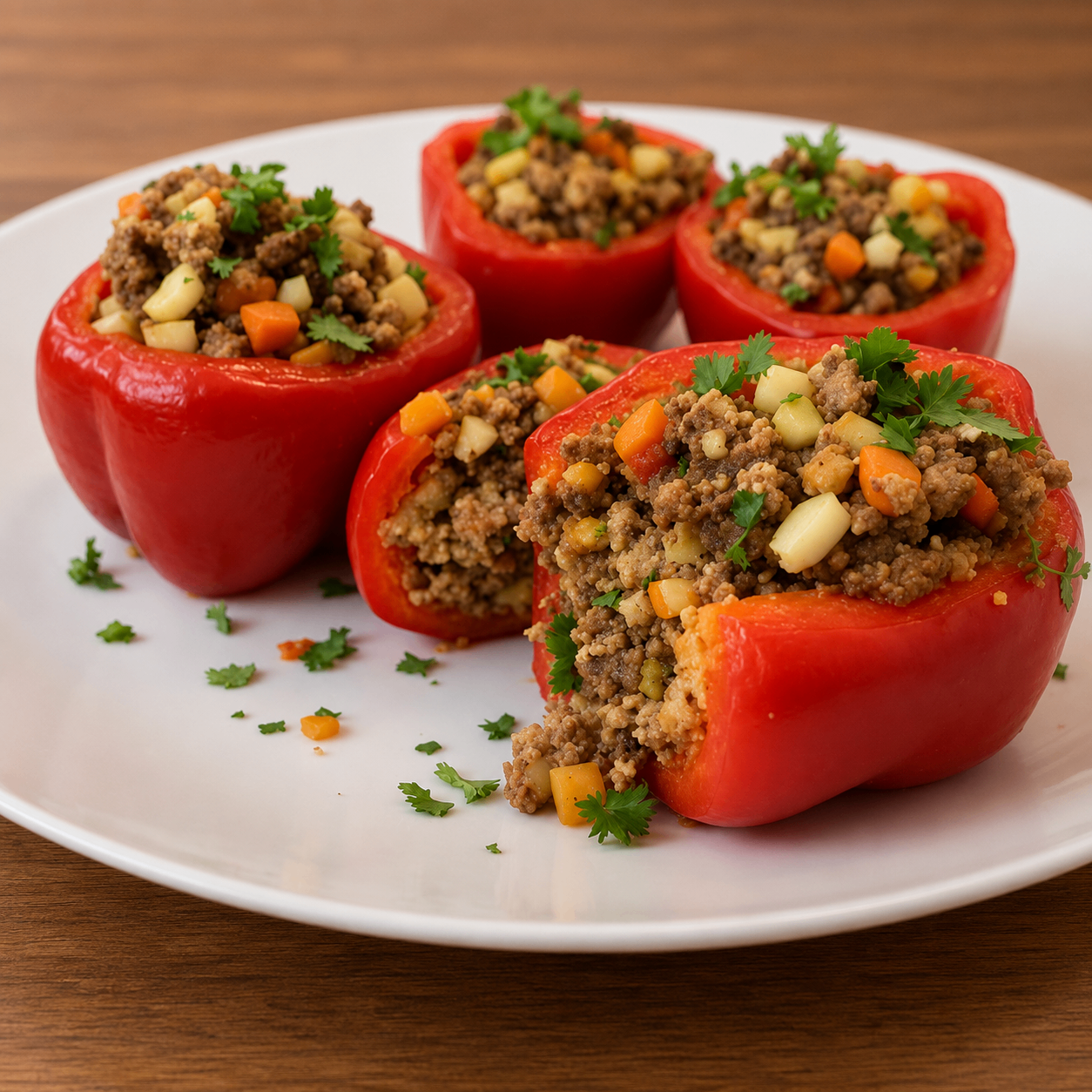 PIMIENTOS RELLENOS DE CARNE Y VEGETALES
